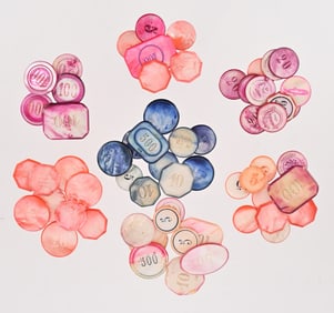 Collection Of 62 Vintage Mother of Pearl Poker Chips