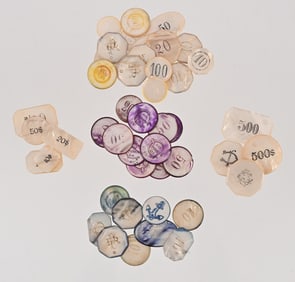 Collection Of Vintage Mother of Pearl Poker Chips