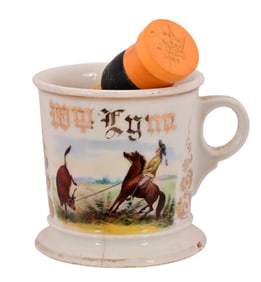 Antique Cowboy Occupational Shaving Mug & Brush