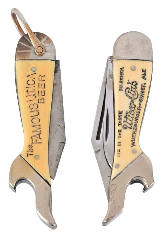 Two Utica Club Beer Gal Leg Pocket Knives (1 of 6)