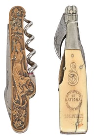 Two Vintage Advertising Cork Screw, Pocket Knives