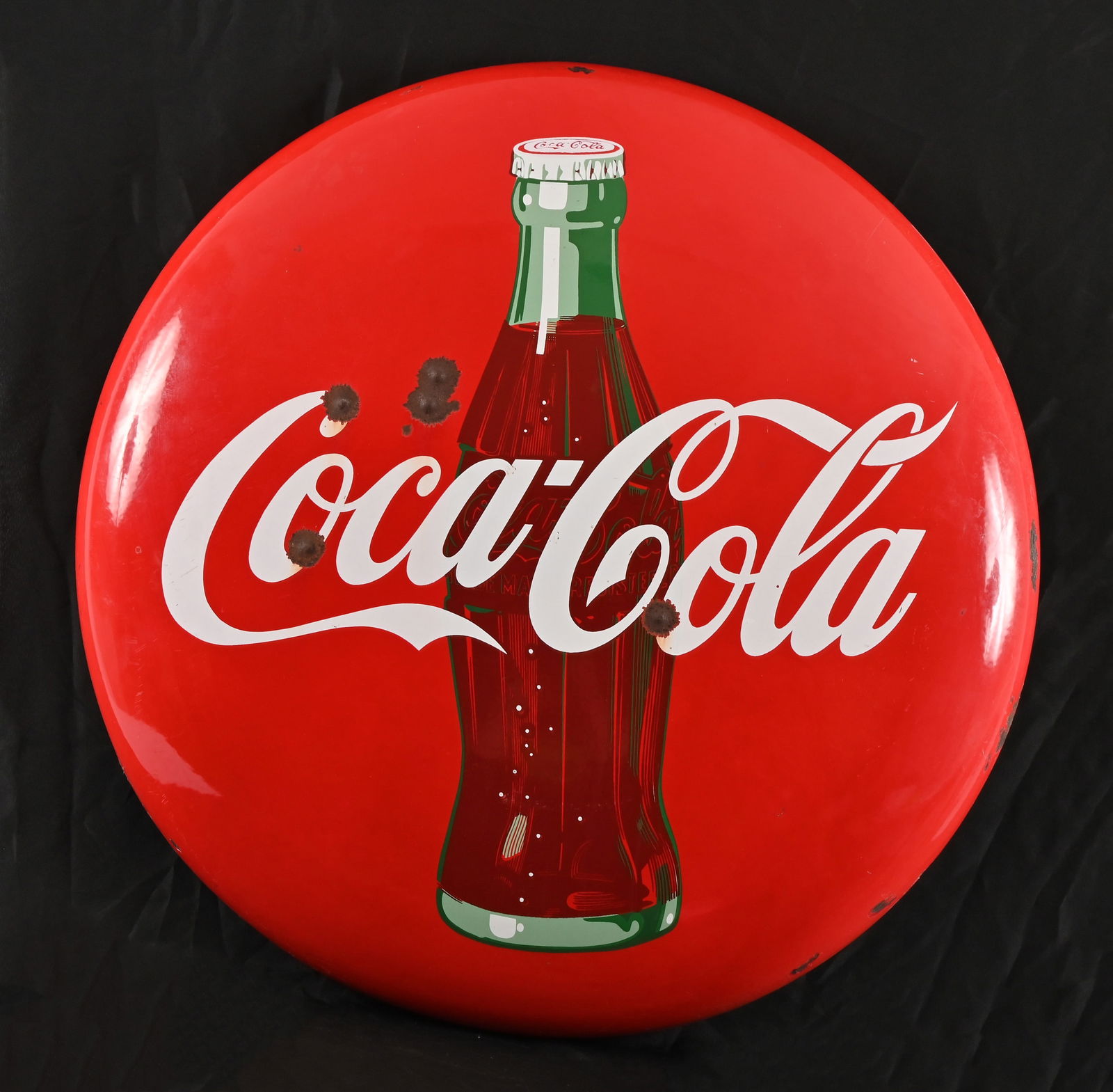 Coca-Cola Large Porcelain Button Sign 36"