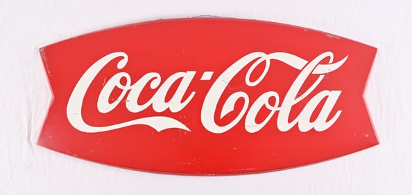 Coca-Cola Vintage Large Fishtail Tin Sign