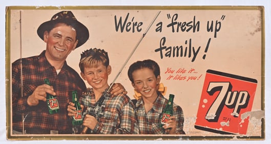 7-Up Cardboard Advertising Sign c.1948