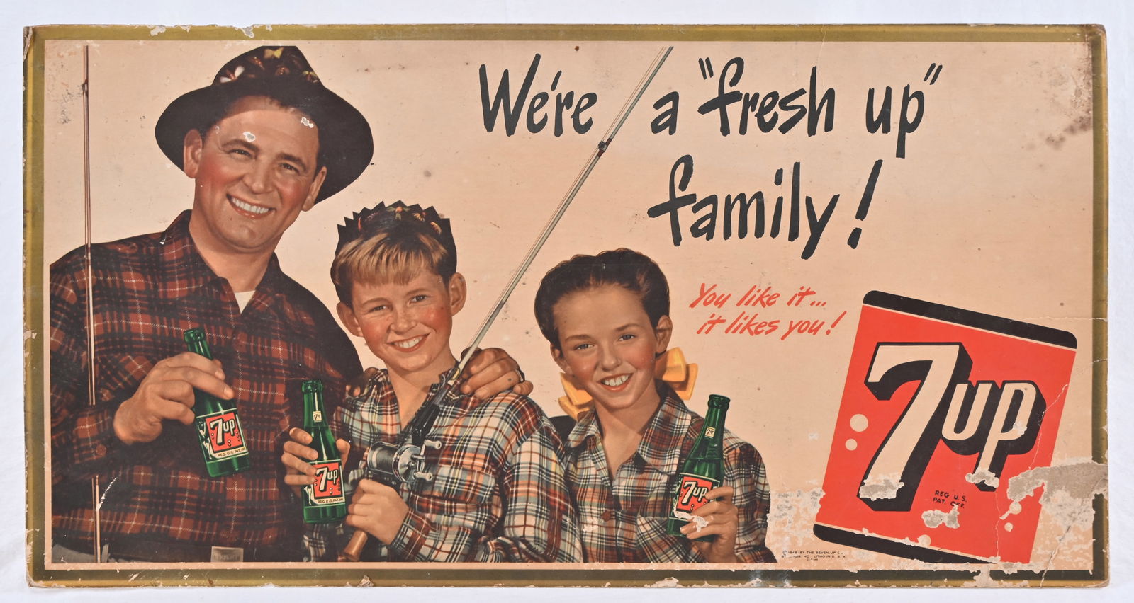 7-Up Cardboard Advertising Sign c.1948 (1 of 6)