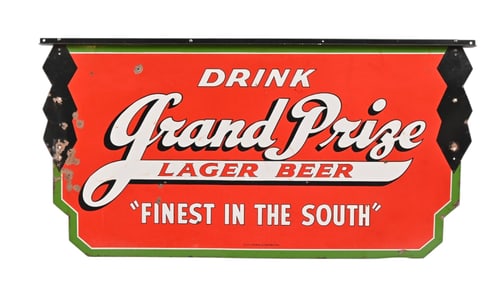 Grand Prize Beer Double Sided Porcelain Sign