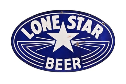 Lone Star Beer Lightning Bolt Porcelain Sign