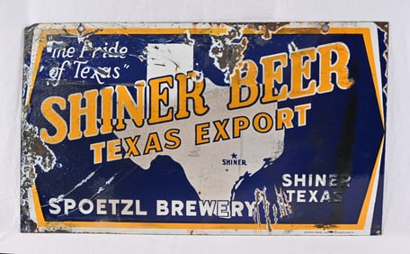 Shiner Beer Texas Export Porcelain Sign