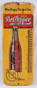 Dr. Pepper Red Brick Tin Advertising Thermometer