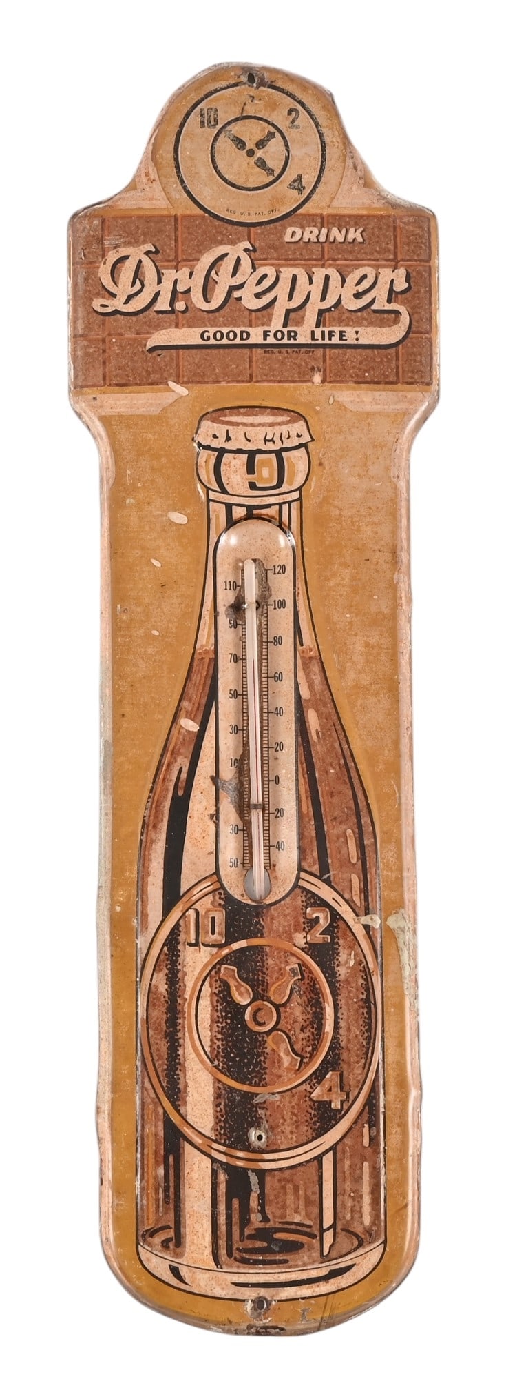 Dr. Pepper Bottle Tin Advertising Thermometer (1 of 5)