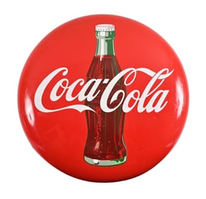 Coca-Cola Porcelain Advertising Button 36"
