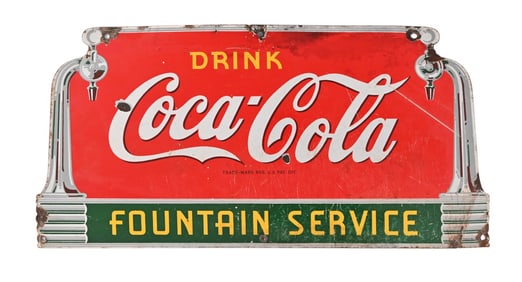 Coca-Cola Porcelain Fountain Service Sign c.1941