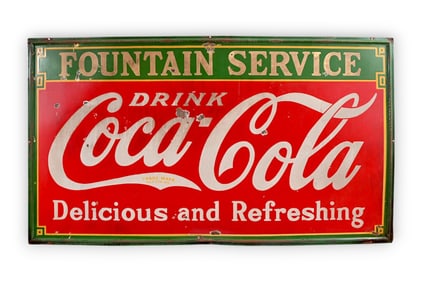 Coca Cola Fountain Service Large Porcelain Sign