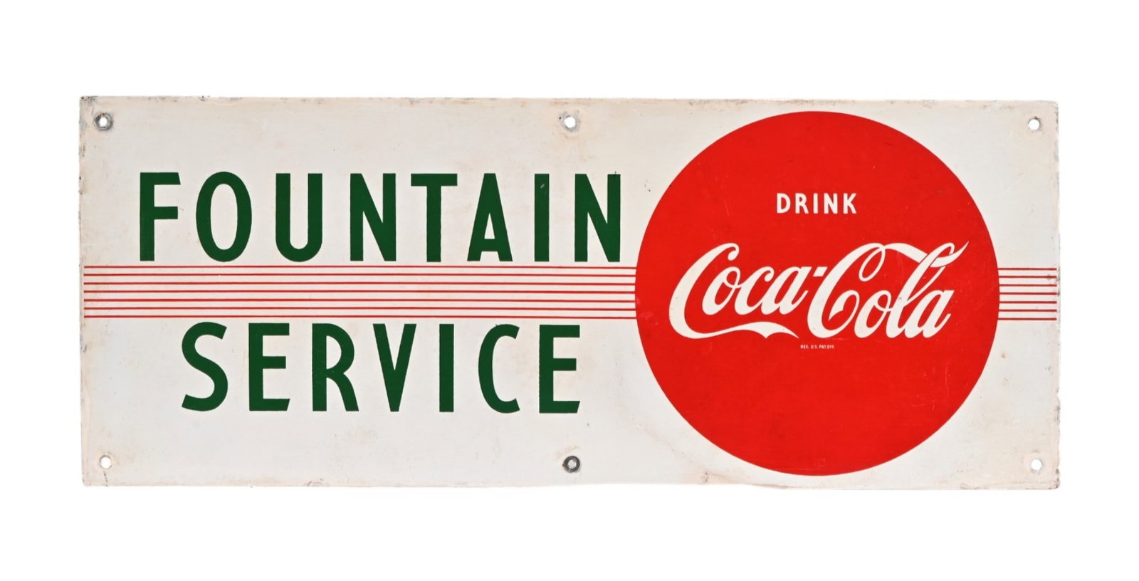 Coca-Cola Fountain Service Porcelain Sign: 11.75" x 29.75"