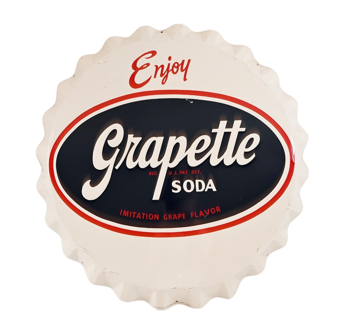 Grapette Soda Tin Bottle Cap Sign (1 of 8)