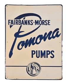Fairbanks-Morse Pomona Gas Pumps Embossed Tin Sign