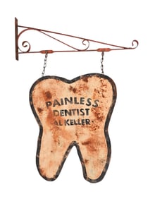 Painless Dentist Al Keller Hanging Trade Sign