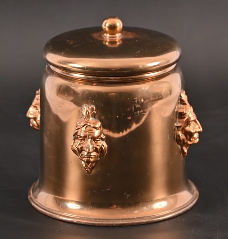 Antique Brass Indian Head Saloon Cigar Humidor (1 of 4)
