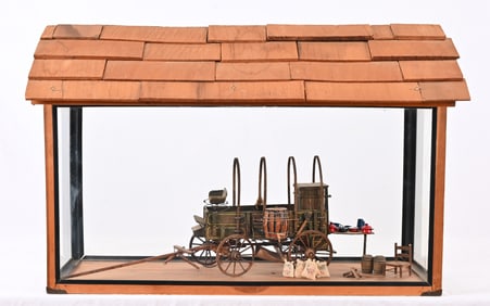 Wooden Chuck Wagon Scale Model Display