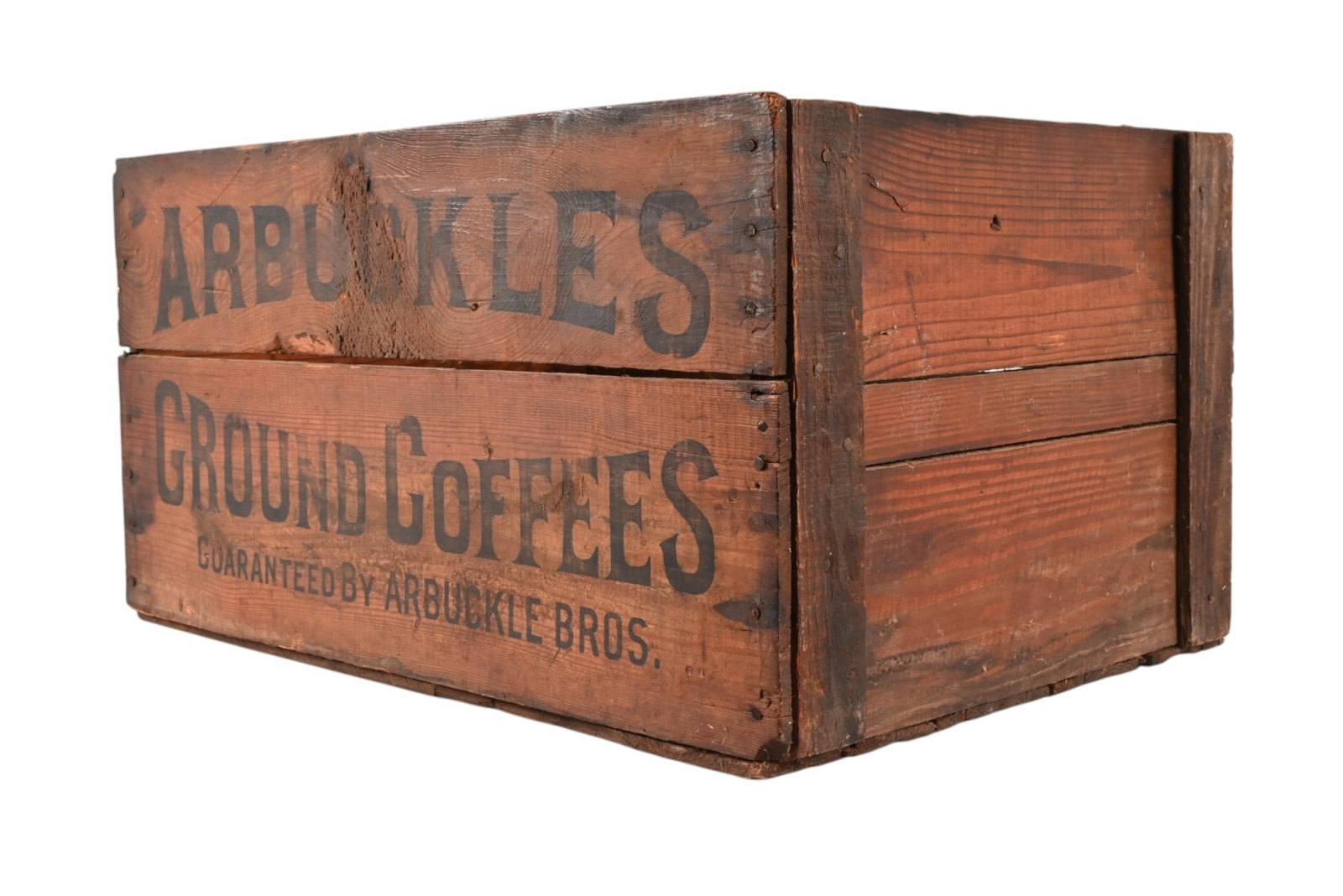 Arbuckles Bros. Ground Coffee Wood Crate: Measures 15" x 19.5" x 28.5"