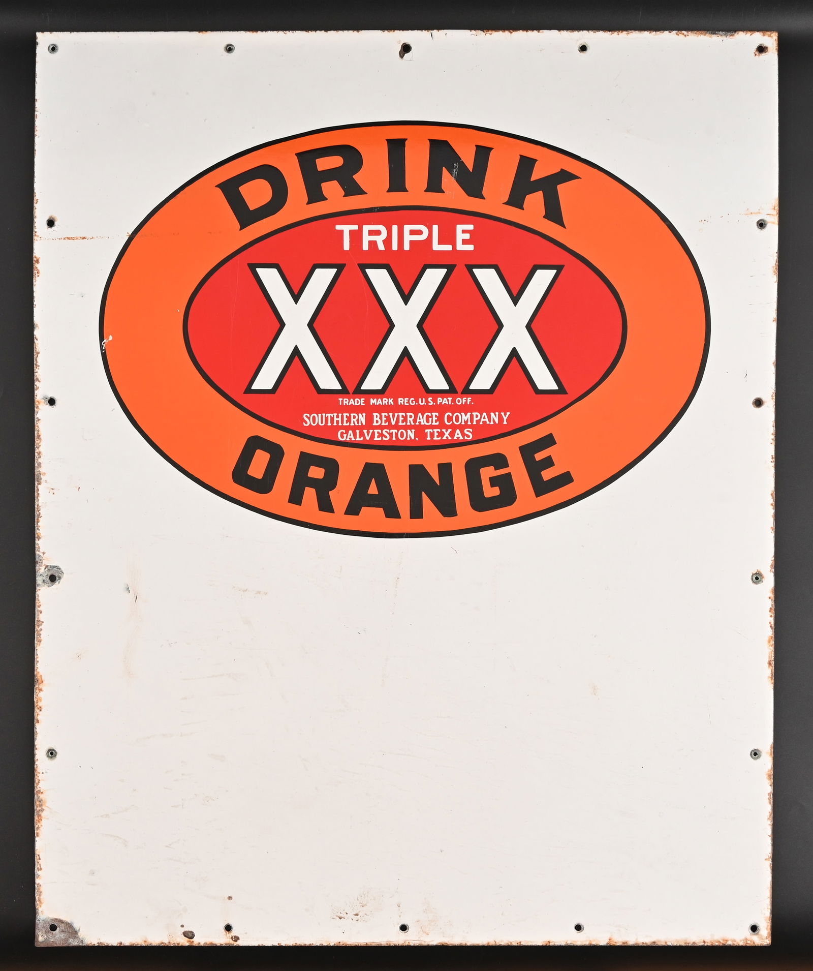 Triple XXX Orange Galveston Texas Porcelain Sign (1 of 8)