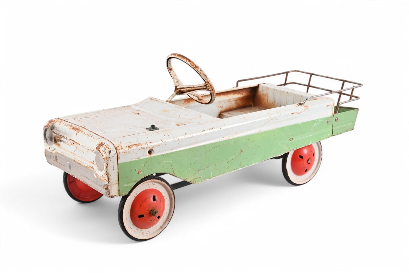 Vintage Dr. Pepper Pedal Car: Missing some trim and emblems, manufactured by AMF in the 1960's.