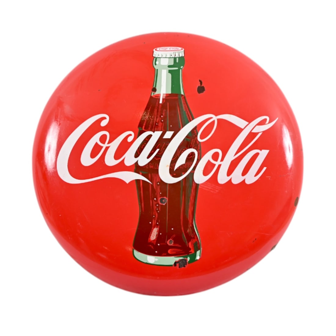 Coca-Cola Large Porcelain Button Sign 36" (1 of 8)