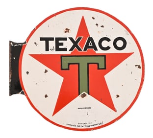 Texaco Porcelain Black T Flange Sign