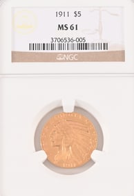 1911 Indian Head $5 Gold Coin NGC MS61