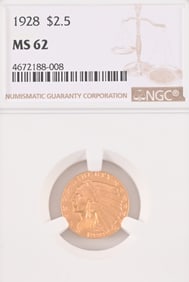 1928 Indian Head $2.5 Gold Coin NGC MS62