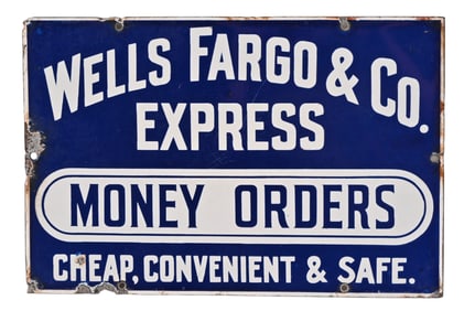 Wells Fargo & Co Money Order Porcelain Sign