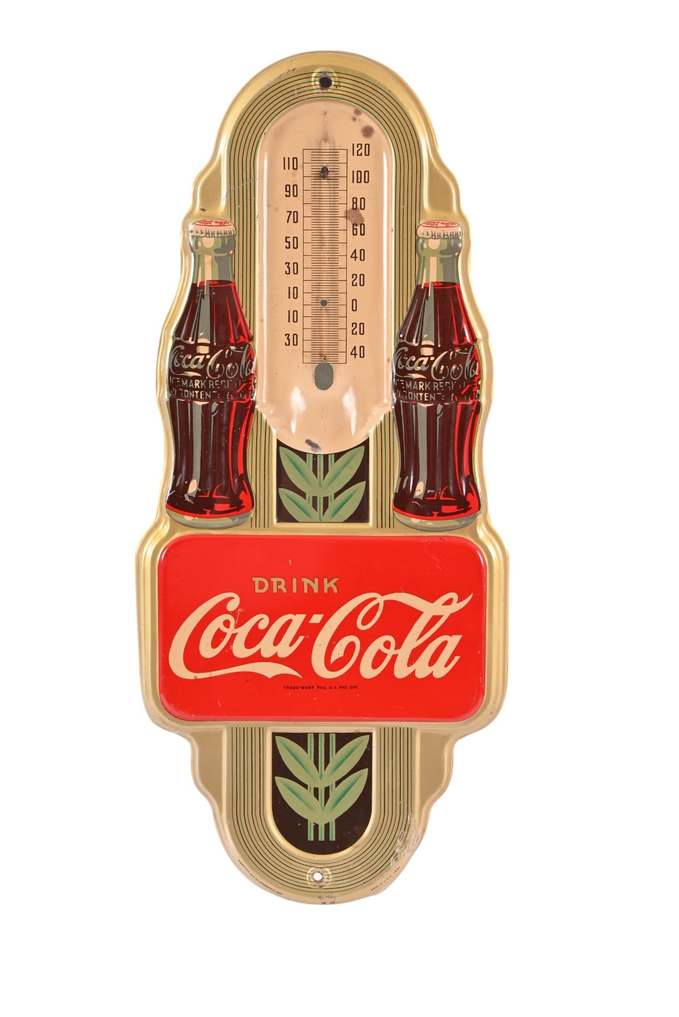Coca-Cola Advertising Tin Thermometer c.1941 (1 of 2)