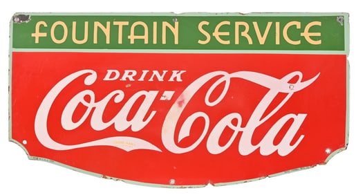 Coca-Cola "Fountain Service" Porcelain Sign c.1934