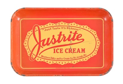Justrite Ice Cream Tin Advertising Tray