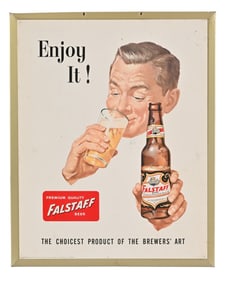 Falstaff Beer Vintage Tin Over Cardboard Sign