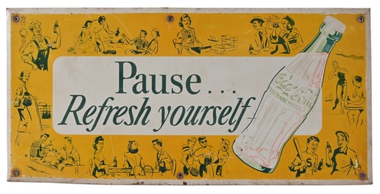 Coca-Cola Tin Over Cardboard Sign