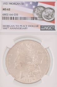 1921 Morgan Silver Dollar NGC MS65