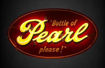 Original Pearl Beer Neon Over Porcelain Sign