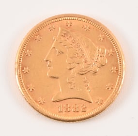 1882 Liberty Head $5 Gold Coin