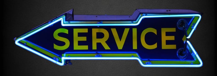 Double Sided Neon Service Arrow Sign