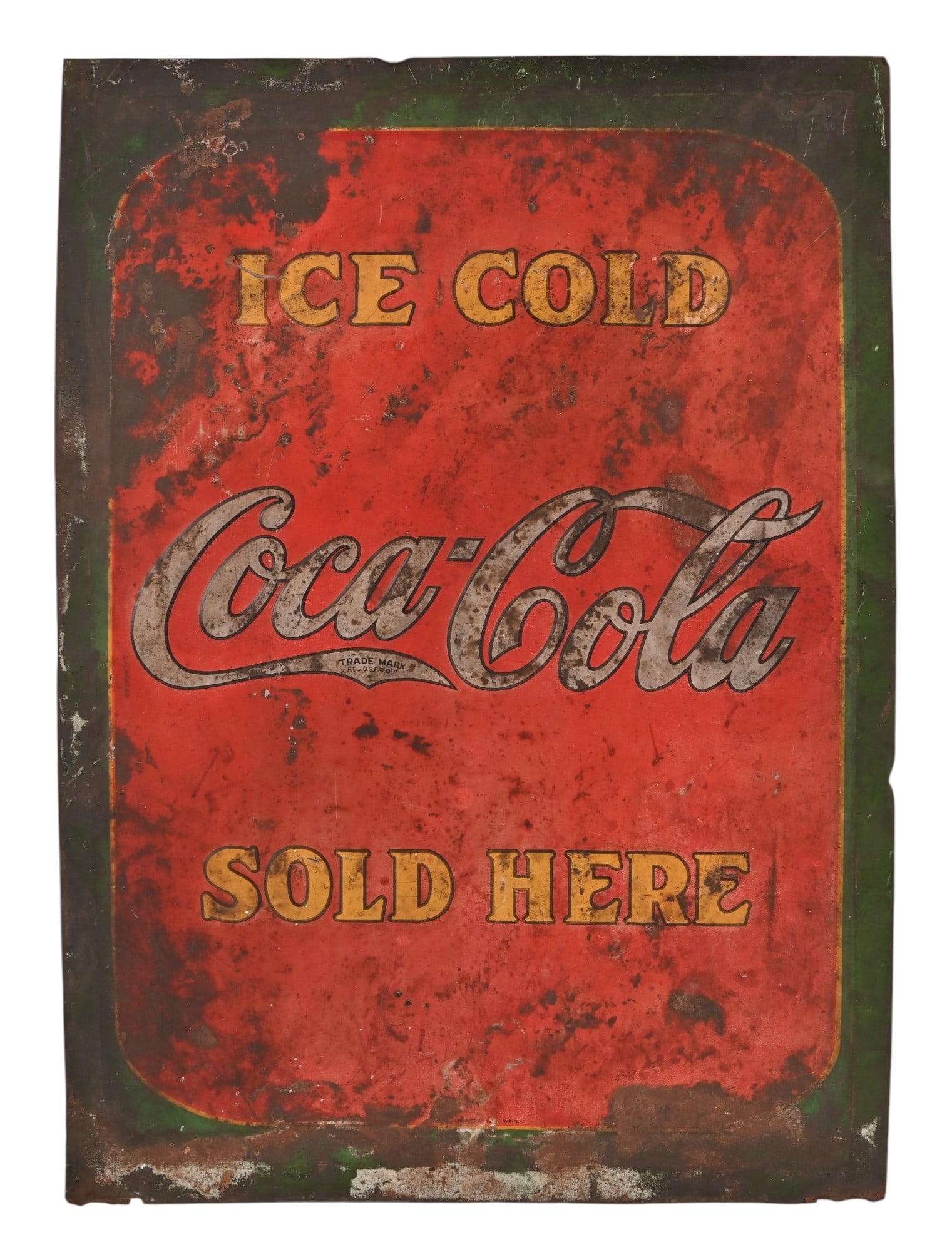 Coca-Cola Advertising Tin Sign: Ice Cold, Sold Here" 19.5" x 27.5