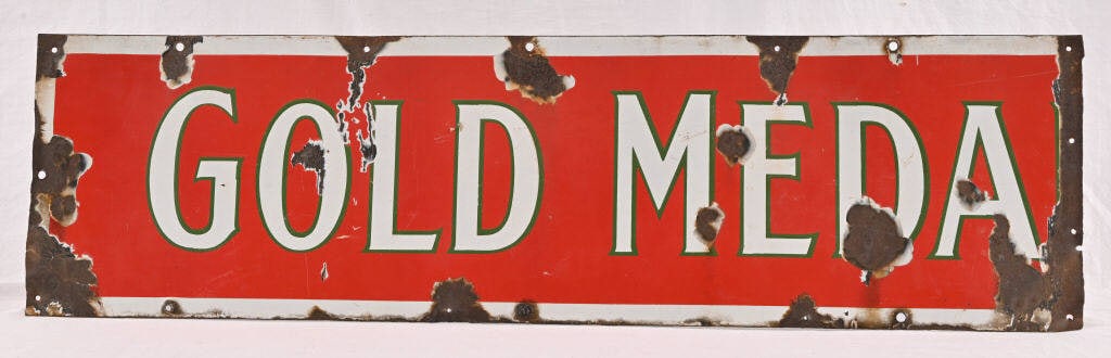 Gold Medal Porcelain Sign: 10x36