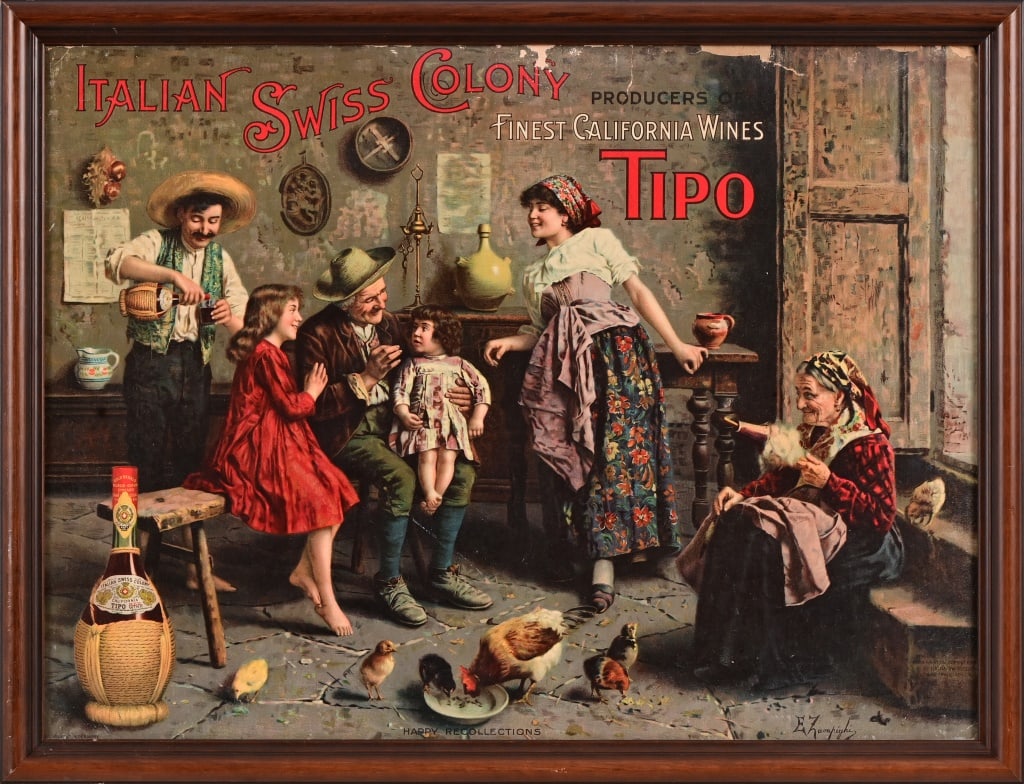 Italian Swiss Colony Framed Advertising Lithograph (1 of 4)