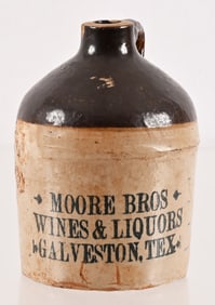 Moore Bros Galveston Texas Whiskey Saloon Jug