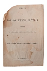 1854 Sam Houston US Senate Speech Booklet