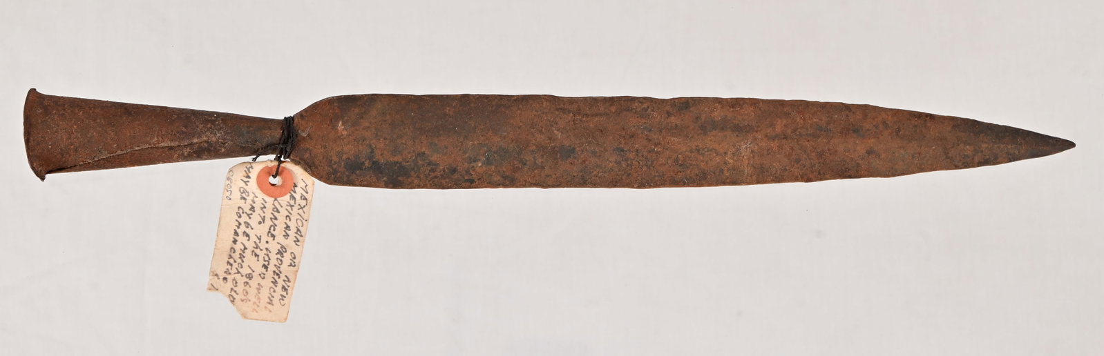 Antique Spanish Colonial Lance Tip: Hand forged iron, 16" in length