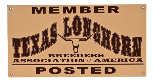 Texas Longhorn Breeders Association Porcelain Sign
