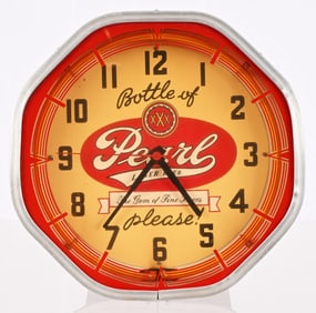Pearl Beer Neon Advertising Clock