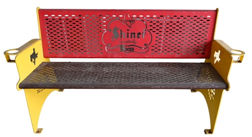 Shiner Bock Beer Metal Bench