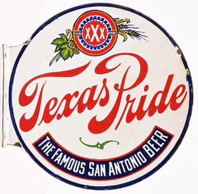 Texas Pride Beer Porcelain Flange Sign